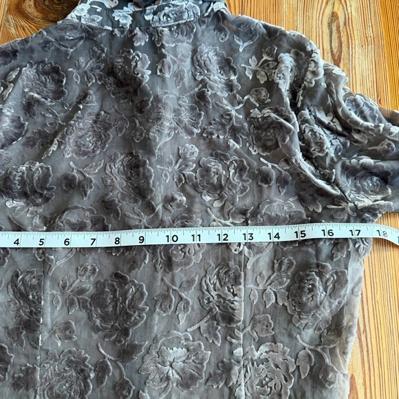 Gap Womens Small Brown Velvet Burnout Crop Button Up Floral WhimsiGoth Fairy EUC - Picture 8 of 10